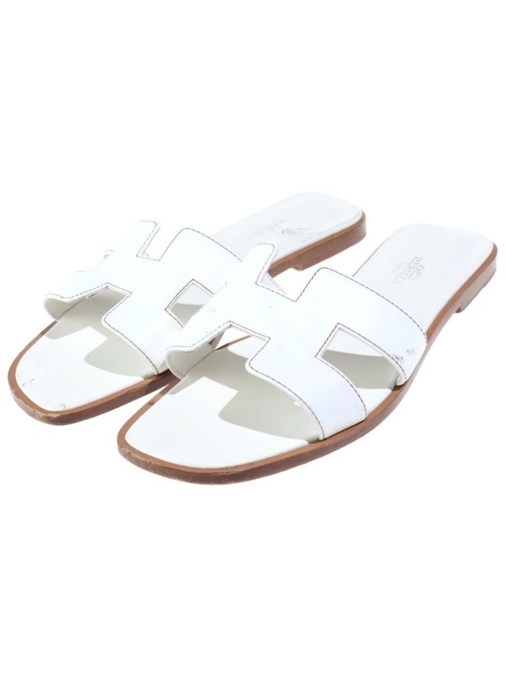 Hermes Oran White Sandals